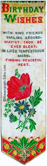 bookmark with title words, words of a verse and image of a poppy flower