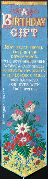 Bookmark with title words, words of verse and image of flowers