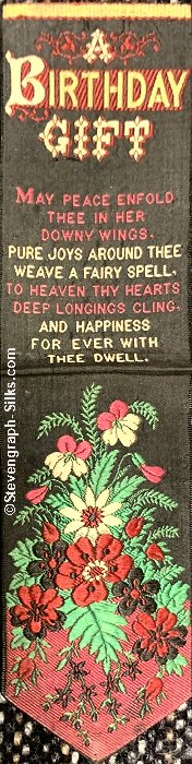 Bookmark with title words, words of verse and image of flowers