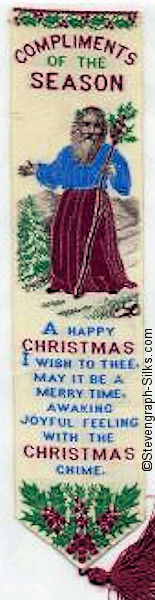 Bookmark with title words, image of Father Christmas and words of verse