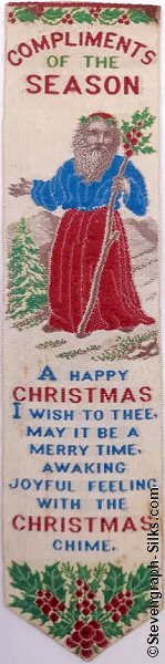 Bookmark with title words, image of Father Christmas and words of verse