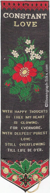 Bookmark with title words, image of flowers, more words of verse and ending with leaves and berries