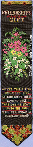 Bookmark with title words, image of flowers and words of verse