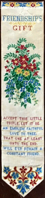 Bookmark with title words, image of flowers and words of verse