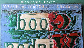 WELCH & LENTON makers name woven on the reverse top turn-over of this bookmark