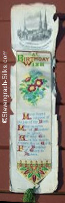 Bookmark with title words, flowers and verse