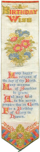 same bookmark, but woven with white silk background colour