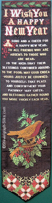 Bookmark with title words, words of verse and image of robin