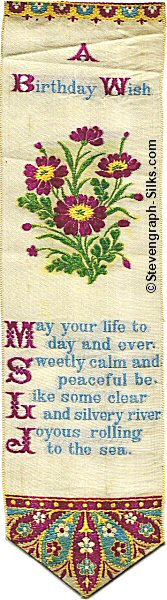 Bookmark with title words, flowers and verse