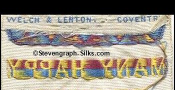 Welch & Lenton logo on the reverse top turn-over of this bookmark