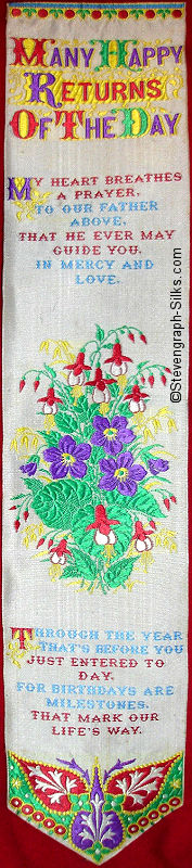 Bookmark with title words, words of verse and image of flowers