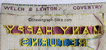 Welch & Lenton logo on the reverse top turn over of this bookmark