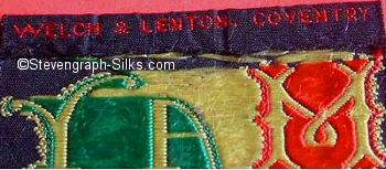 Welch & Lenton logo on the reverse top turn over of this bookmark
