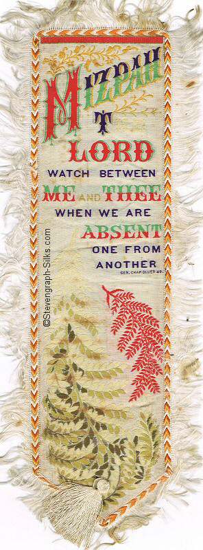 Bookmark with title words, words of short verse and image of fern fronds
