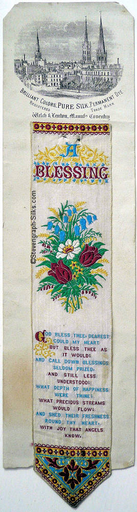 Bookmark with title words, image of flowers, and words of short verse