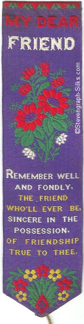 Bookmark with title words, image of flowers, and words of short verse