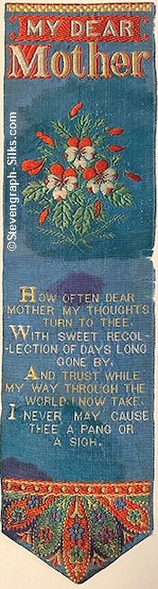 Bookmark with title words, image of flowers, then words of verse