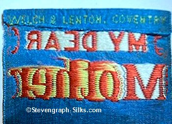 Welch & Lenton woven credit on the top turnover of this bookmark