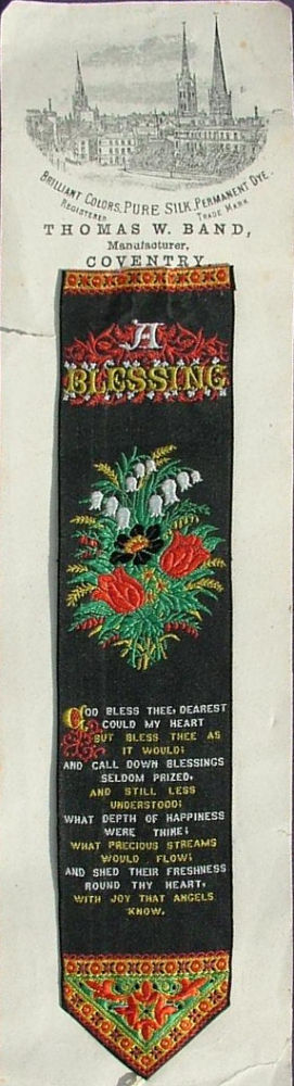 Bookmark with title words, image of flowers, and words of short verse