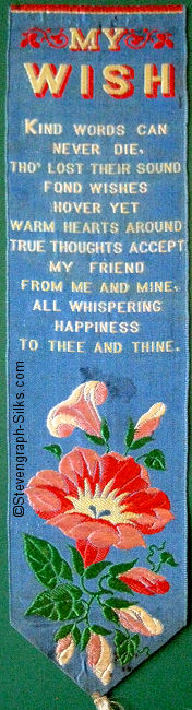 Bookmark with title words, words of verse and image of flowers