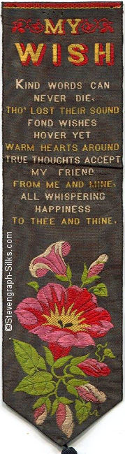 Bookmark with title words, words of verse and image of flowers