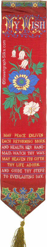 Bookmark with title words, image of flowers, and words of verse