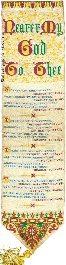 Silk bookmark with title words, and words of a preyer