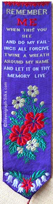 Bookmark with title words, words of verse and image of flowers