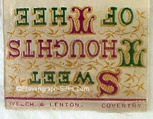 Welch & Lenton logo on the reverse top turn-over of this bookmark