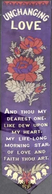same bookmark woven in purple background silk