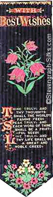 Bookmark with title words, image of flowers and words of verse