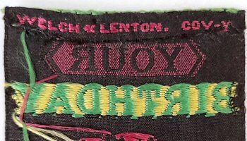 WELCH & LENTON makers name woven on the reverse top turn-over of this bookmark