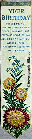 Bookmark with title words, words of a verse, and image of flowers