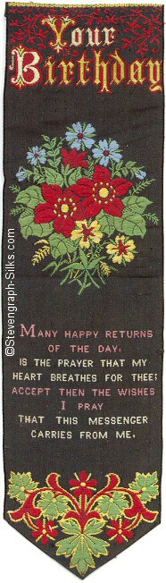 Bookmark with title words, image of flowers, and words of verse