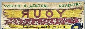 Welch & Lenton logo on the reverse top turn-over of this bookmark