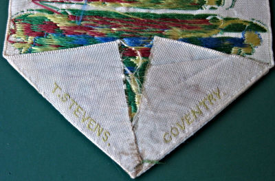 Stevens name woven on the reverse pointed end of this bookmark