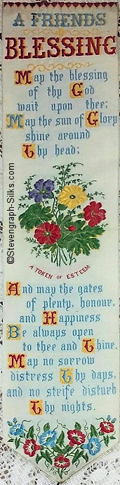 Bookmark with words and small bunch of flowers