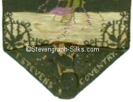 woven Stevens name on reverse pointed end of this silk bookmark