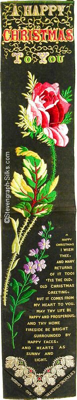 Bookmark with title words, image of large single red rose and words of verse