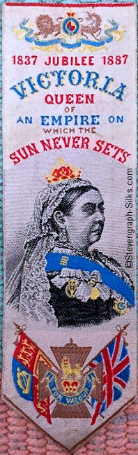 Bookmark with Queen Victoria, and Royal Standards (pink background)
