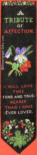 Bookmark with title words, flowers and a short verse