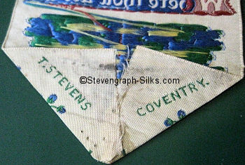 Stevens logo on the reverse top turn-over of this bookmark