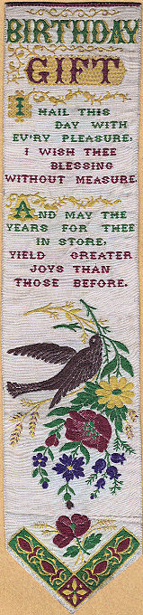 Bookmark with words and image of bird with twig in its beak