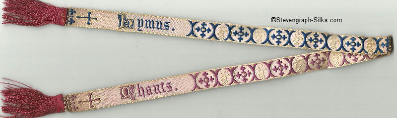 Narrow religious bookmark with title of CHANTS, joined with one other narrow religious bookmarks