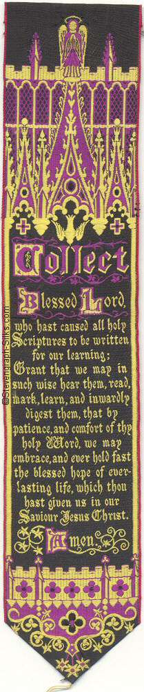 Ornate silk bookmark with title word, and words of a Blessing