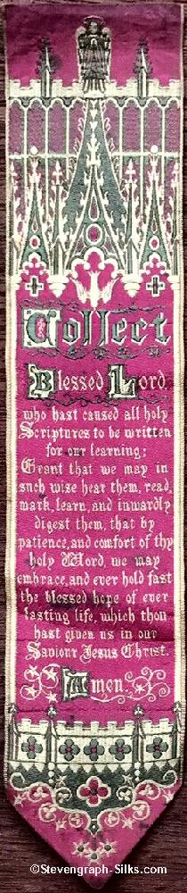 Ornate silk bookmark with title word, and words of a Blessing