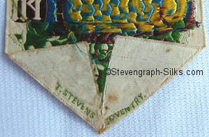 Stevens logo on the reverse pointed end of this bookmark