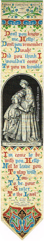 bookmark with elaborate writing and image of Hetty and Dinah