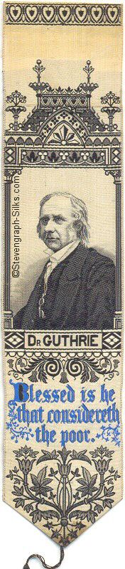 Bookmark with portrait image of Dr Guthrie, and few religious words