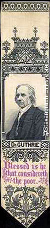 Bookmark with portrait image of Dr Guthrie, and few religious words